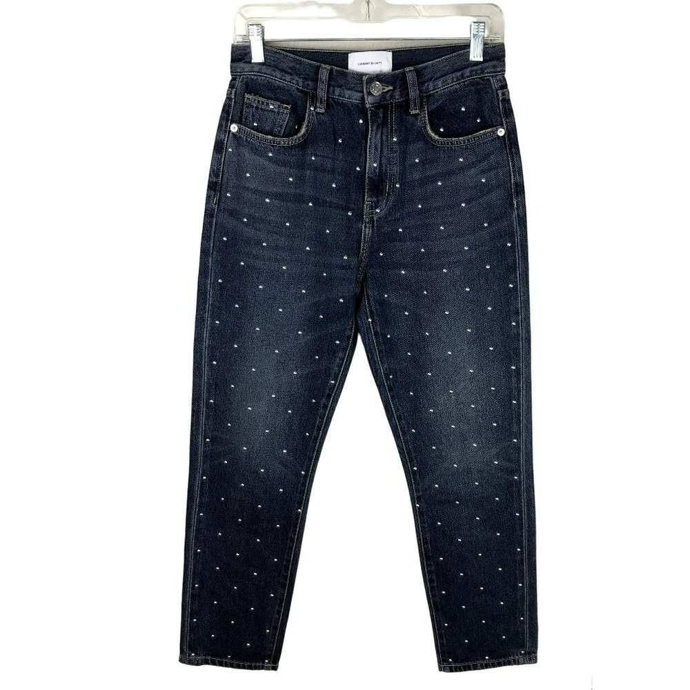 Current Elliot High Waisted "The Vintage Cropped Slim" Studded Jeans, 25
